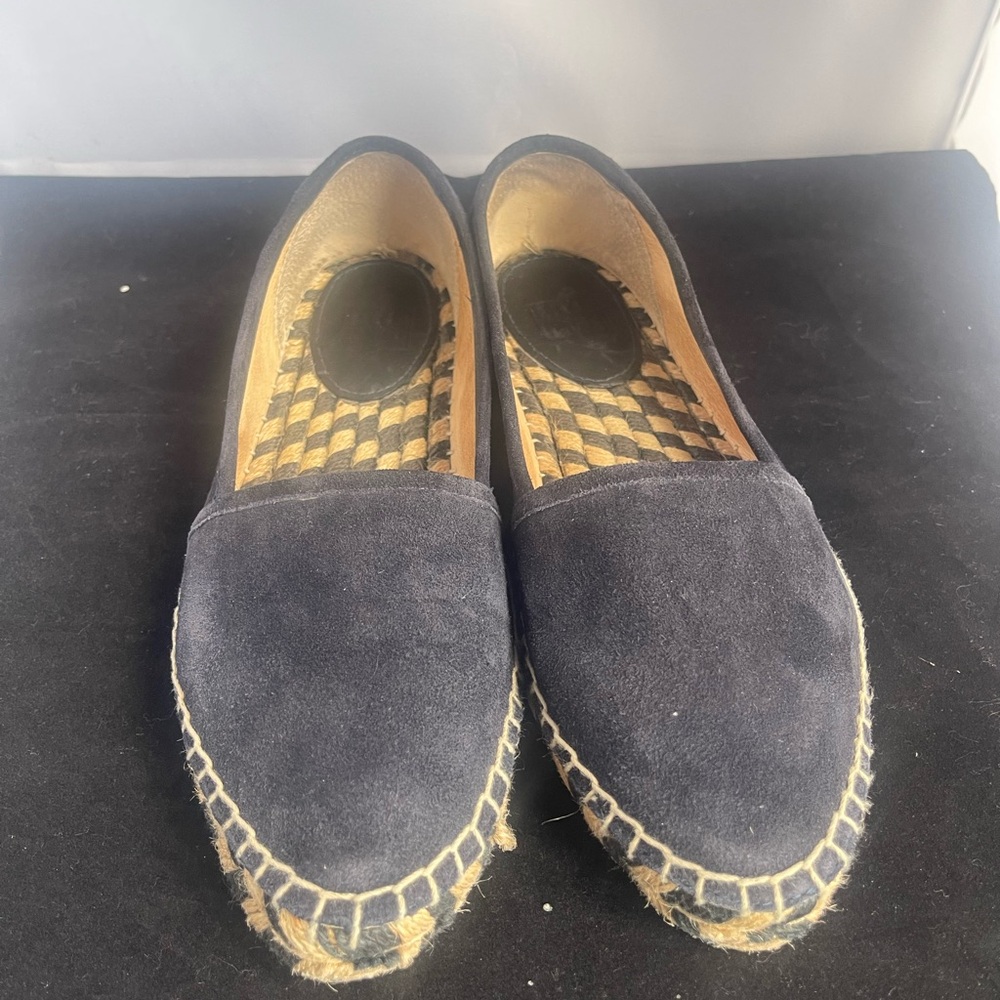 Frye lee A line Navy blue suede espadrille flat loafes